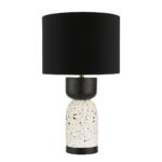 Roja Modern Table Lamp White Terrazzo Black Wood Shade