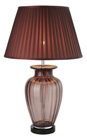 classic rose glass table lamp with 18" pleated wine shade in faux silk