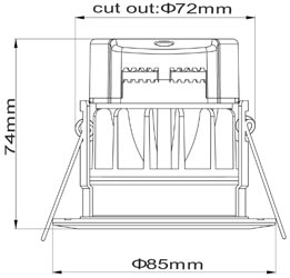 rw6 90-minute fire rated bathroom shower down light line drawing