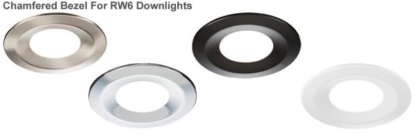 Chamfered faced facia for RW6 downlights only in a choice of finish