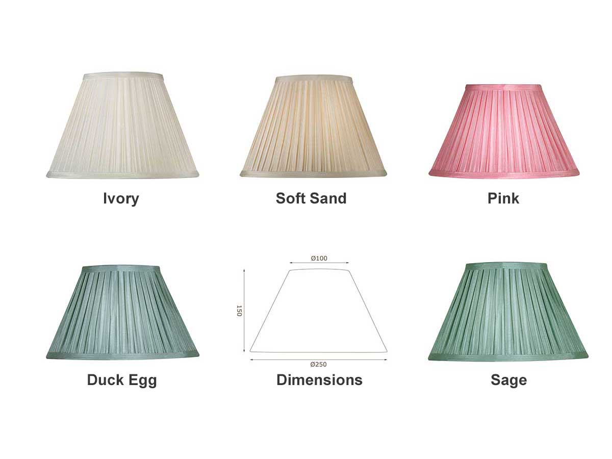 Box Pleat Faux Silk 10 Inch Lamp Shade Choice Of Colours