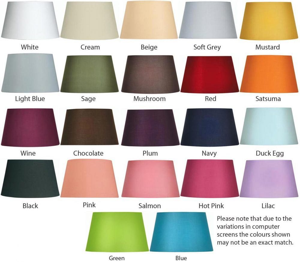 Cotton Drum 15cm Clip On Lamp Shade Choice 22 Colours