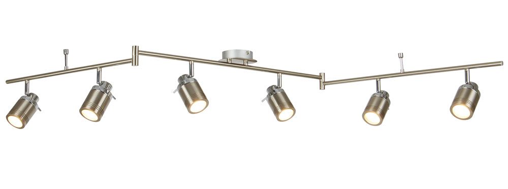 Samson 6 Light Bathroom Ceiling Spotlight Bar Satin Silver Led Bulbs