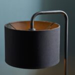 Modern Satin Black Finish 1 Light Table Lamp With Black Drum Shade