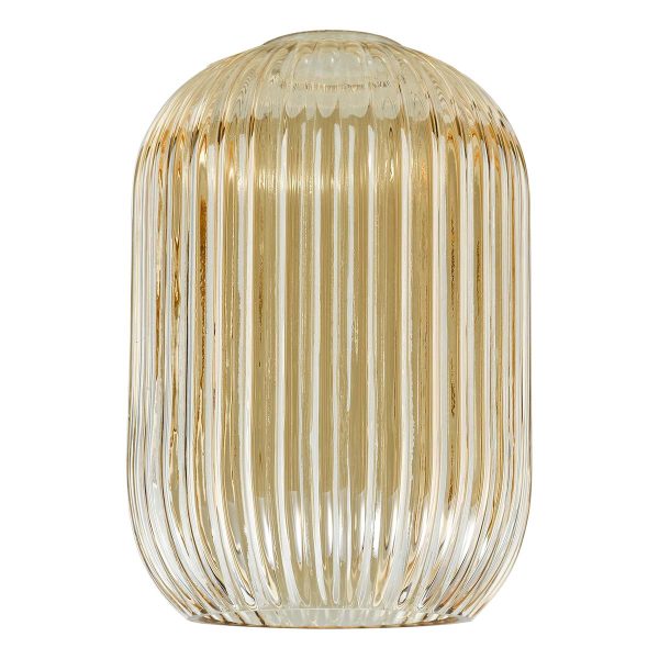 Sawyer easy fit pendant shade in ribbed champagne glass on white background