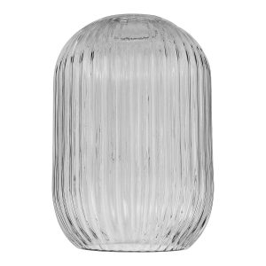 Sawyer easy fit pendant shade in ribbed smoked glass on white background