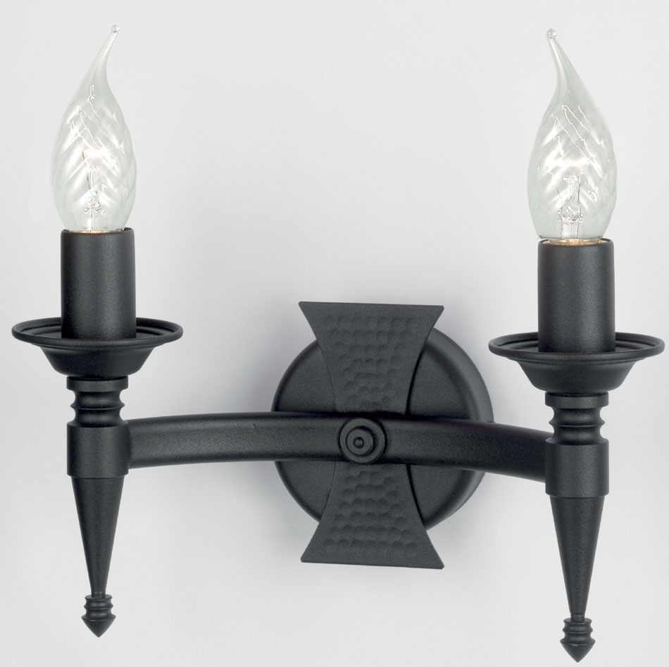 Elstead Saxon Matt Black Heraldic Wrought Iron Double Wall Light