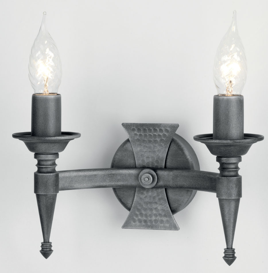 Elstead Saxon Black & Silver Heraldic Wrought Iron Twin Wall Light