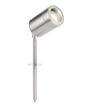 Odyssey small brushed stainless steel outdoor garden spike spot light