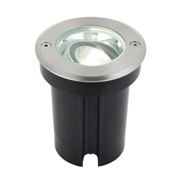 Hoxton 6w cool white LED tilt adjustable driveover light in stainless steel main image