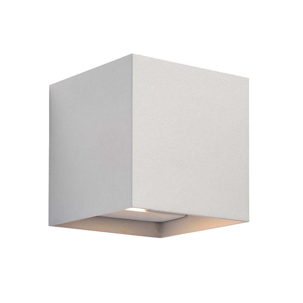 Glover 2 Light CCT LED Outdoor Up & Down Cube Wall Light Matt White