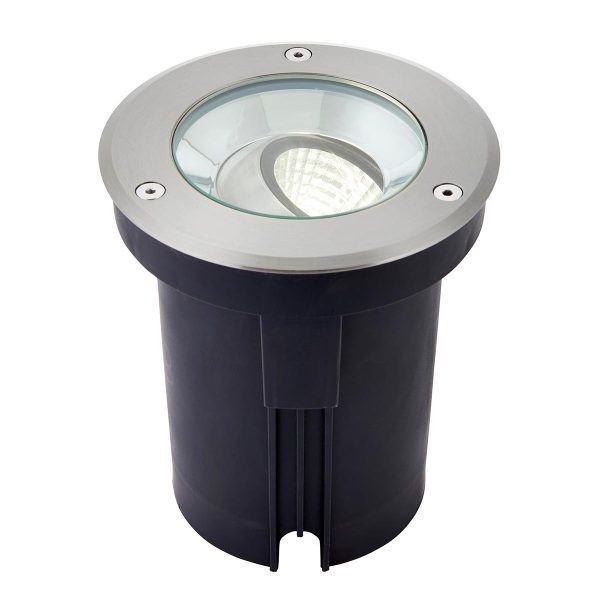 Hoxton 13w cool white LED tilt adjustable driveover light in stainless steel main image
