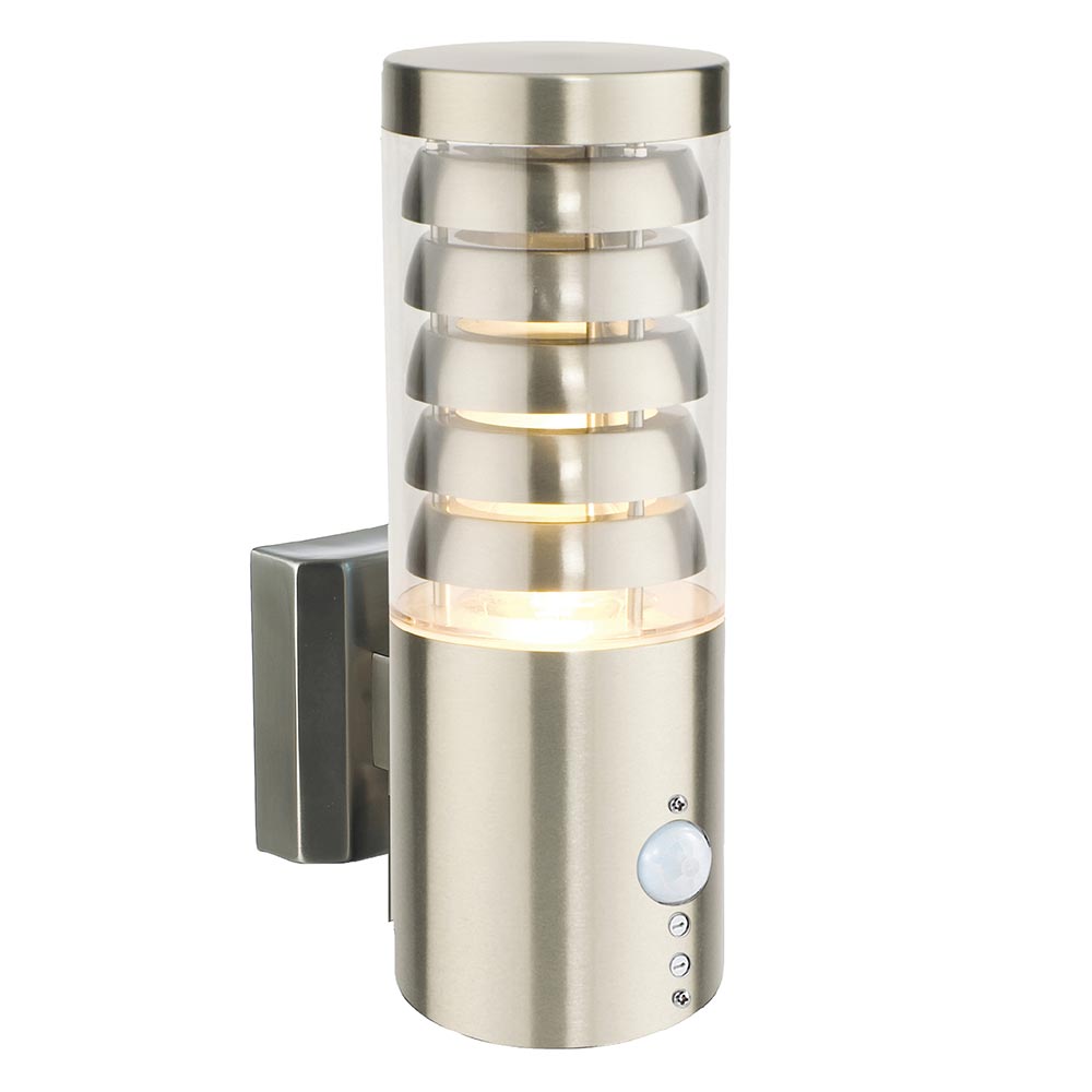 Tango Modern 1 Lamp Outdoor PIR Wall Light Override Stainless Steel