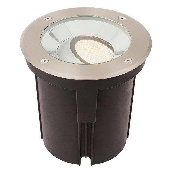 Hoxton 16.5w warm white LED tilt adjustable driveover light in stainless steel main image