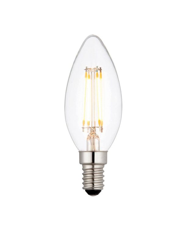 Non Dimmable 4W E14 Filament LED Candle Bulb Warm White 470 Lm
