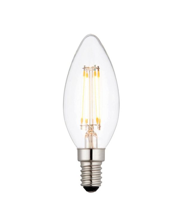 Non dimmable 4w E14 filament LED candle bulb warm white 470 lumen