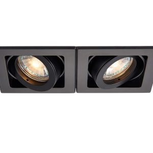 Xeno adjustable 2 light GU10 boxed down light in matt black main image