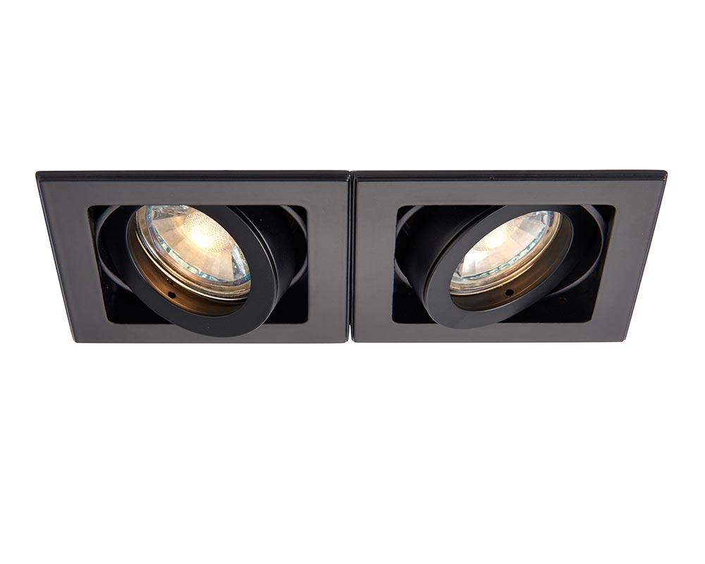 Xeno Adjustable 2 Light GU10 Recessed Boxed Down Light Matt Black