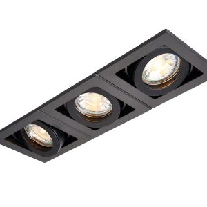 Xeno adjustable 3 light GU10 boxed down light in matt black main image