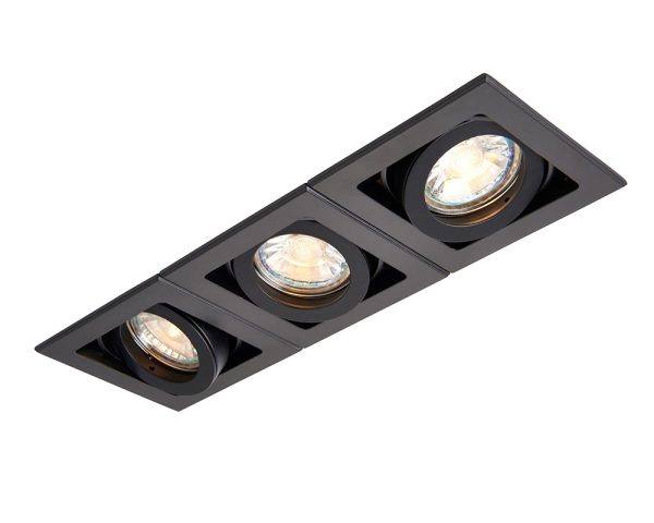 Xeno adjustable 3 light GU10 boxed down light in matt black main image