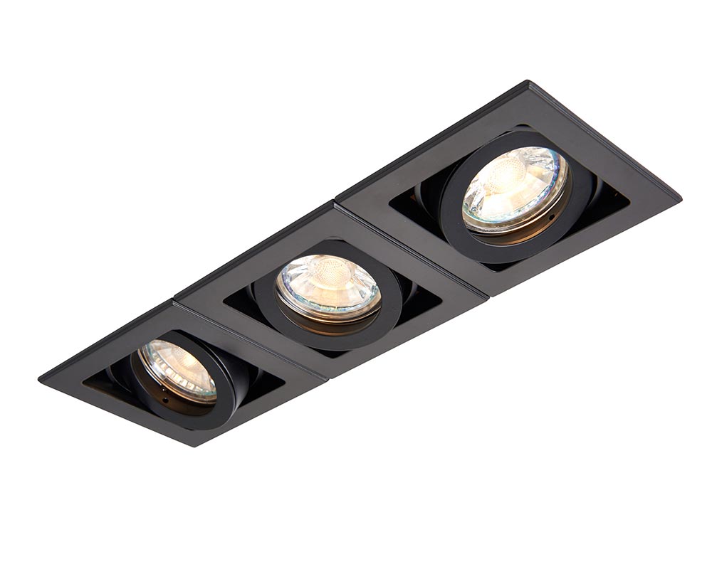 Xeno Adjustable 3 Light GU10 Recessed Boxed Down Light Matt Black