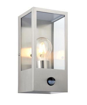 Breton modern 1 light stainless steel outdoor wall PIR box lantern main image