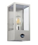 Breton Modern 1 Light Stainless Steel Outdoor Wall PIR Box Lantern IP44