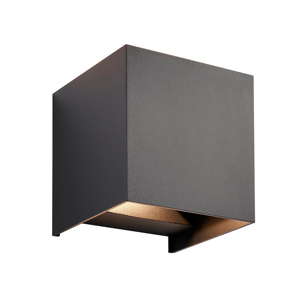 Glover 2 Light CCT LED Outdoor Up & Down Cube Wall Light Matt Black