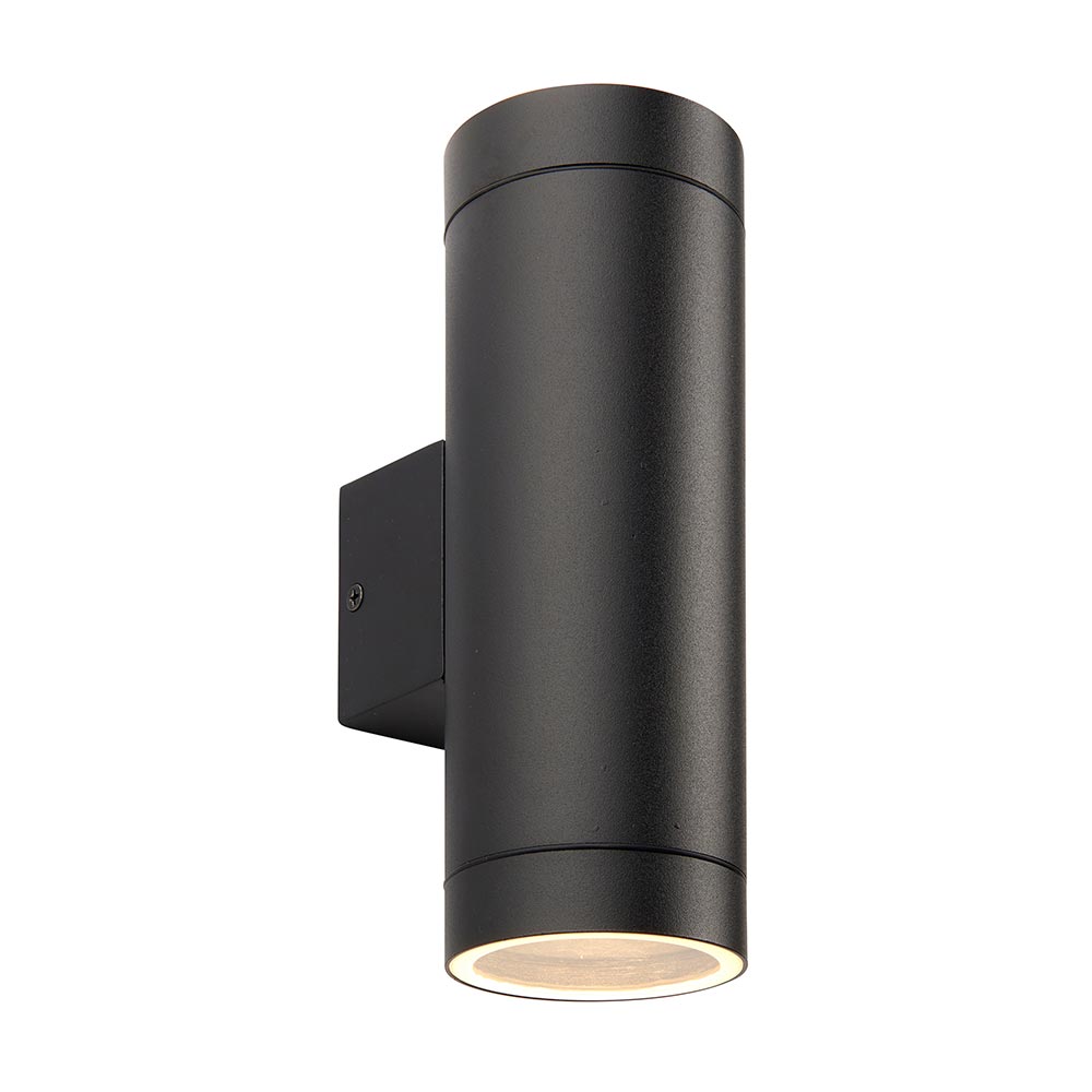 Palin XL Black Aluminium Outdoor Up And Down Wall Spot Light IP44