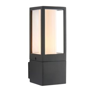 Lantern contemporary 1 light outdoor wall lantern in textured dark grey main image