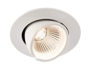 Axial 9w warm white LED tilt down light in matt white, 750 lumen