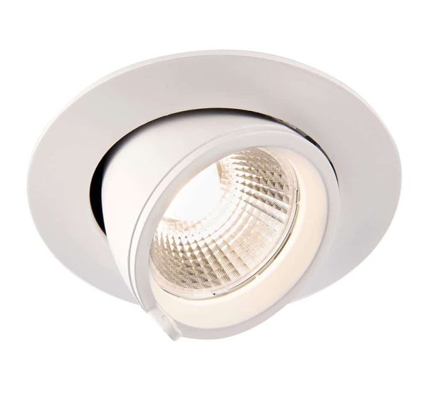 Axial 15w warm white LED tilt down light in matt white, 1200 lumen