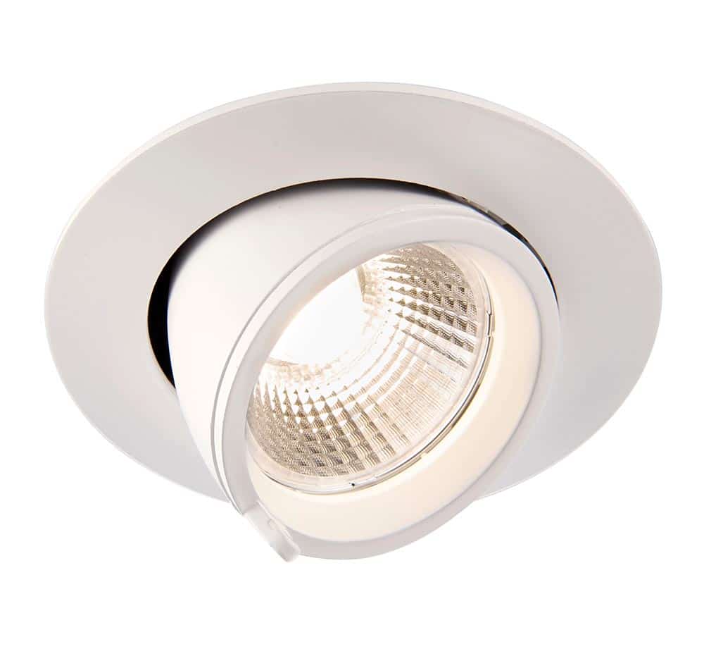 Axial 15w Warm White LED Tilt Down Light Matt White 1200 Lm