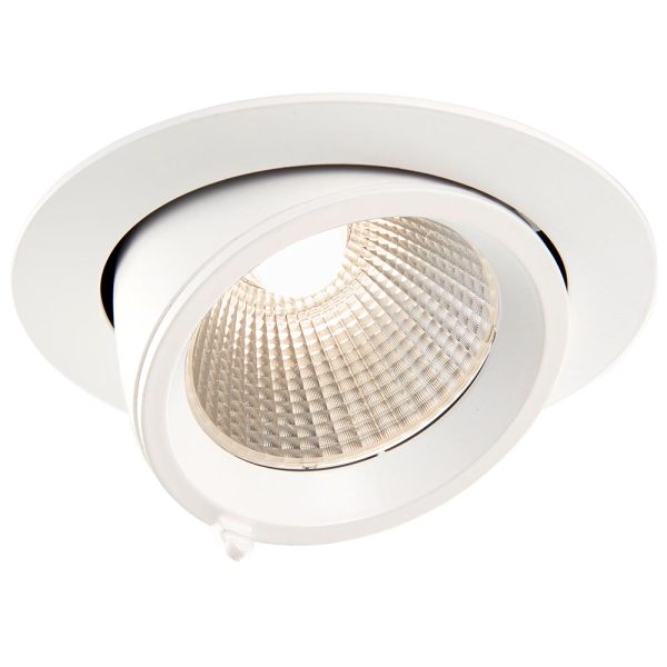Axial 30w warm white LED tilt down light in matt white, 2800 lumen