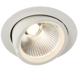 Axial 36w warm white LED tilt down light in matt white, 3500 lumen