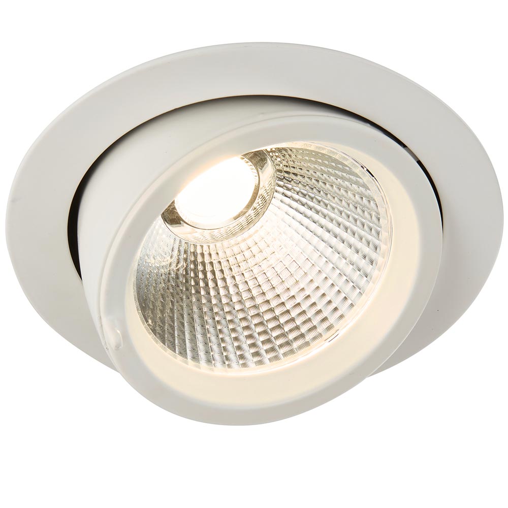 Axial 36w Warm White LED Tilt Down Light Matt White 3500 Lm