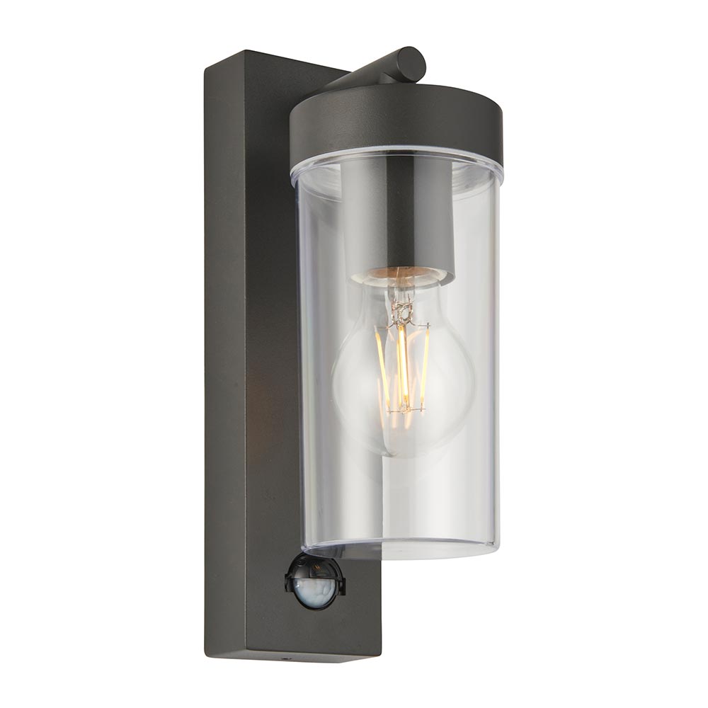 Hayden Stainless 1 Light Outdoor PIR Wall Lantern Override Anthracite