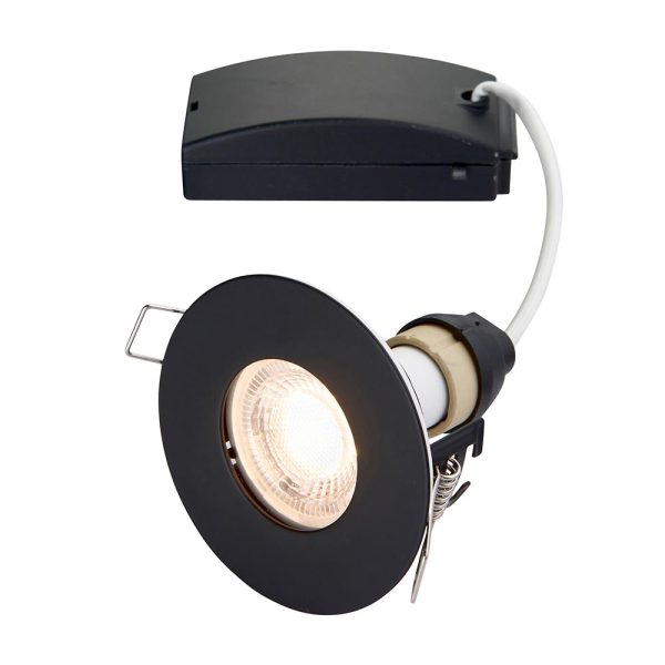 Speculo fire rated bathroom shower down light in matt black main image
