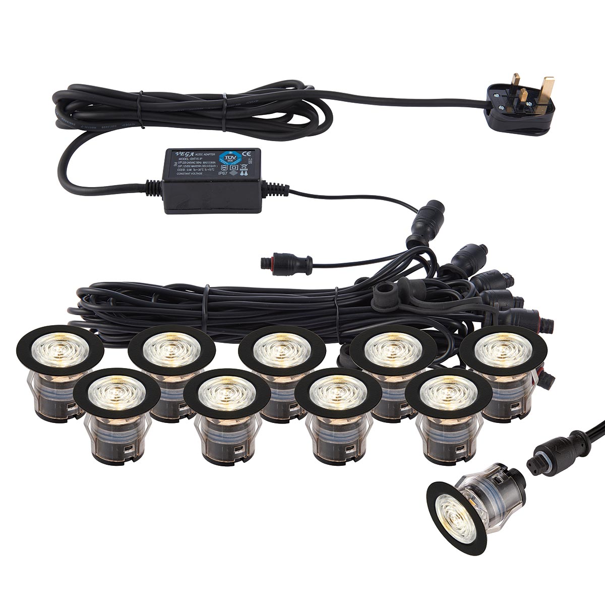 IkonPro Stainless 10 Light 35mm CCT 3000k / 4000k LED Deck Kit Black