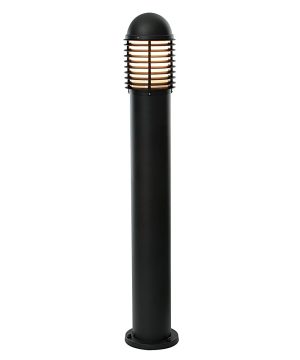 Louvre traditional rust proof 1 lamp 100cm outdoor bollard light matt black on white background