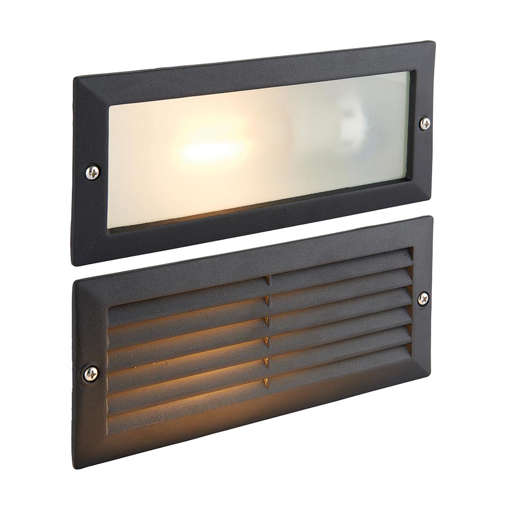 Eco Plain & Louvred Outdoor Brick Light Textured Black IP44