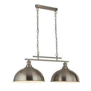 Fusion satin silver 2 light bar pendant with domed shades main image