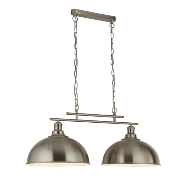 Fusion satin silver 2 light bar pendant with domed shades main image