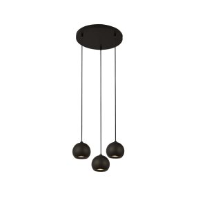Eindhoven 3 light cluster pendant ceiling light with matt black globes