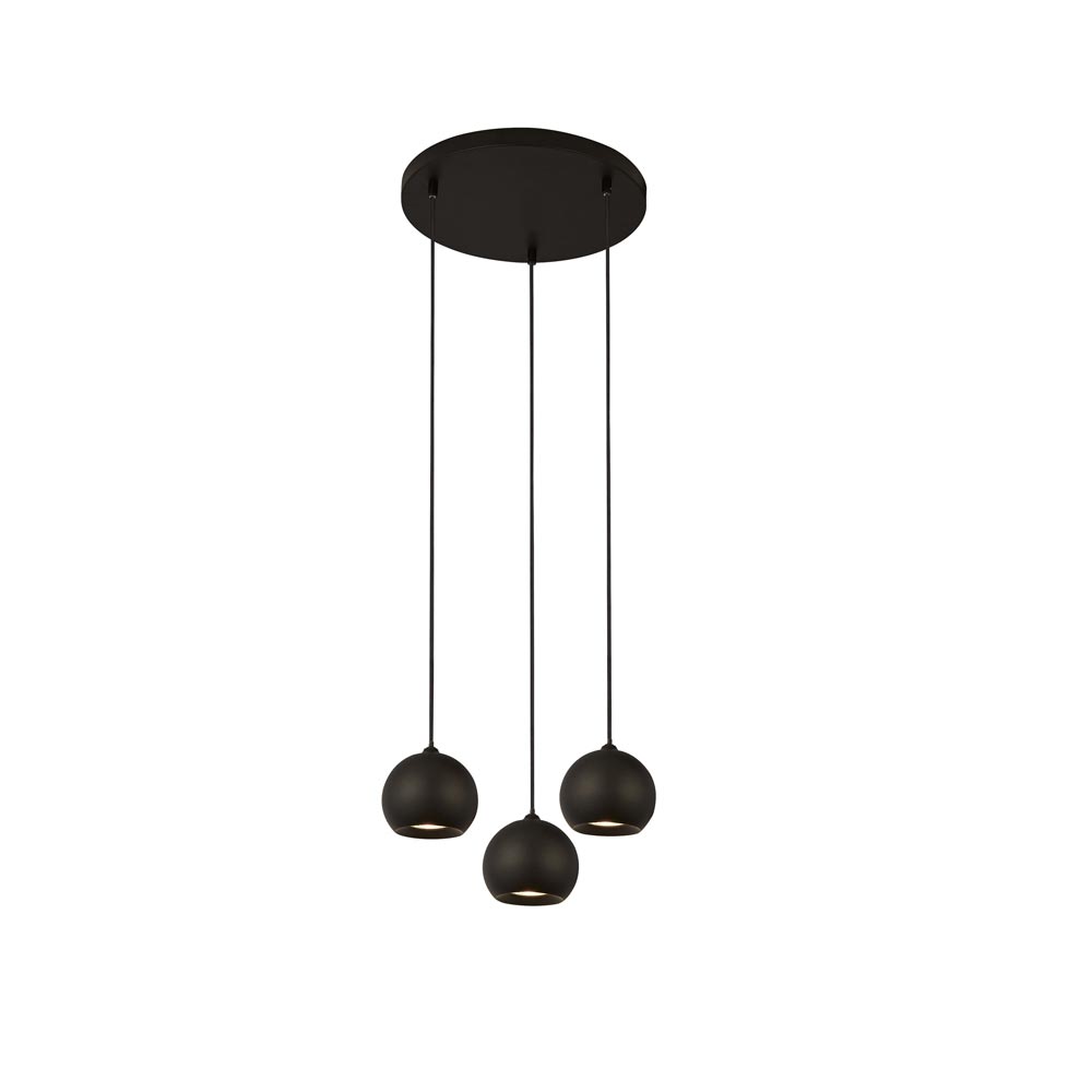 Eindhoven 3 Light Cluster Pendant Ceiling Light Matt Black Globes