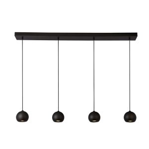 Eindhoven 4 light bar pendant ceiling light with matt black globes main image