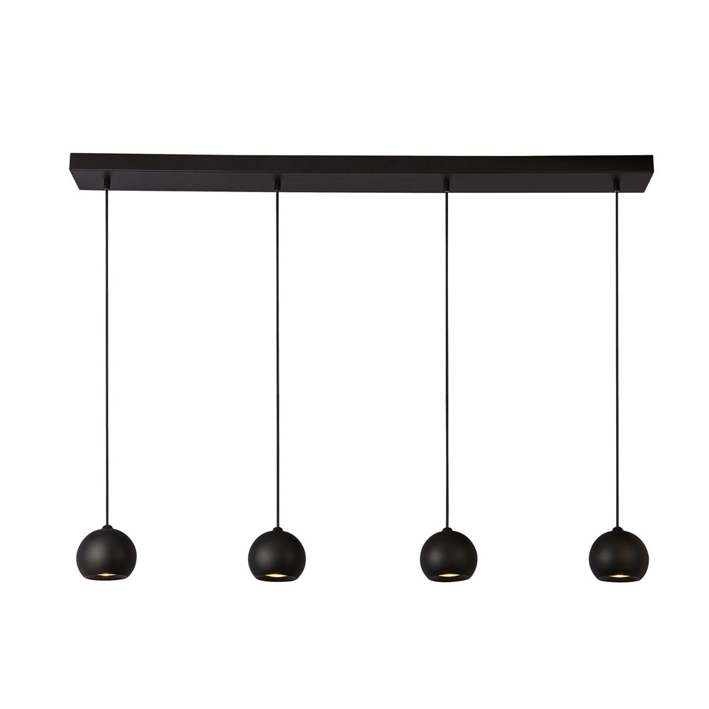 Eindhoven 4 Light Bar Pendant Ceiling Light Matt Black Globes