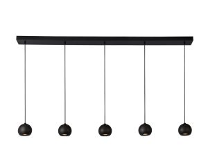 Eindhoven 5 light bar pendant ceiling light with matt black globes main image