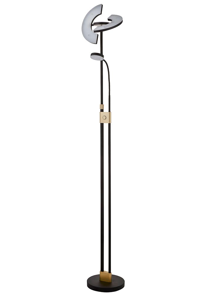 Contemporary LED Mother & Child Floor Lamp Matt Black Satin Brass