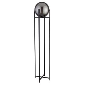 Searchlight 1030-1SM Amsterdam modern 1 light matt black floor lamp smoked glass globe